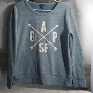 Gap sweatshirt women's size medium blue white direction arrows G A P SF pullover